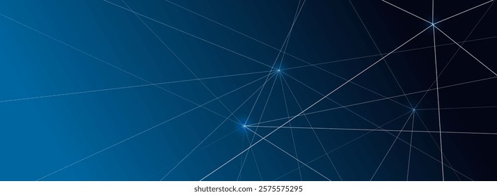 Digital technology banner featuring interconnected blue lines, representing neural networks. Ideal for futuristic designs, AI concepts, presentations, and technology-related projects.