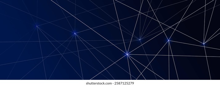 Digital technology banner featuring interconnected blue lines, representing neural networks. Ideal for futuristic designs, AI concepts, presentations, and technology-related projects.