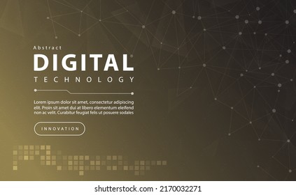 Digital technology banner gold black background concept with technology line light effects, abstract tech, brown yellow illustration vector for graphic design