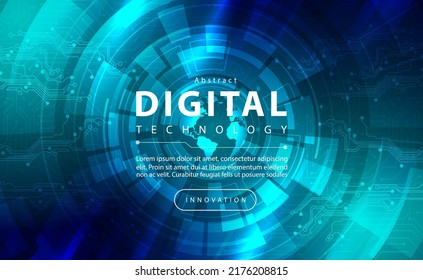Digital Technology Banner Green Blue Background Concept With Technology Light Effect, Abstract Tech, Innovation Future Data, Internet Network, Ai Big Data, Lines Dots Connection, Illustration Vector