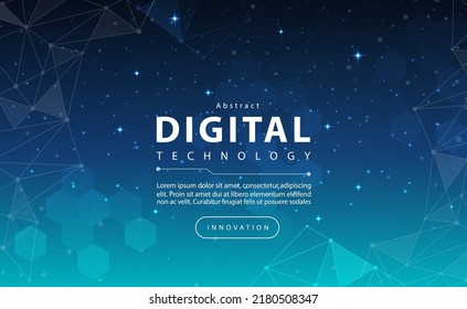 Digital Technology Banner Green Blue Background Concept With Technology Light Effect, Abstract Tech, Innovation Future Data, Internet Network, Ai Big Data, Lines Dots Connection, Illustration Vector