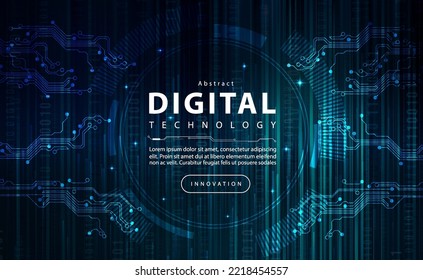 Digital technology banner green blue background, cyber technology circuit, abstract binary tech, innovation future data, internet network, Ai big data, futuristic wifi connection, illustration vector