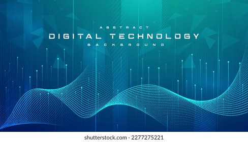 Digital technology banner green blue background concept and technology light effect  abstract tech  innovation future data  internet network  Ai big data  lines dots connection  illustration vector