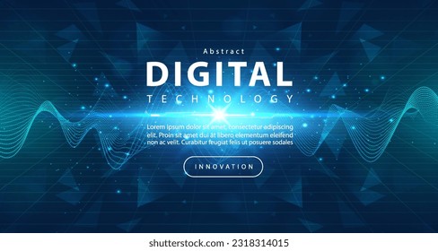 Digital technology banner green blue background concept with technology light effect, abstract tech, innovation future data, internet network, Ai big data, lines dots connection, illustration vector