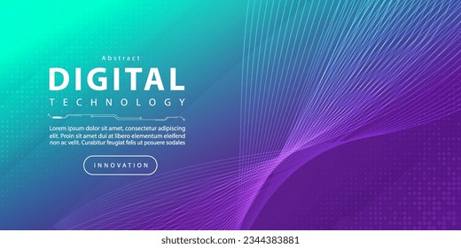 Digital technology banner green blue background concept with technology light effect, abstract tech, innovation future data, internet network, Ai big data, lines dots connection, illustration vector