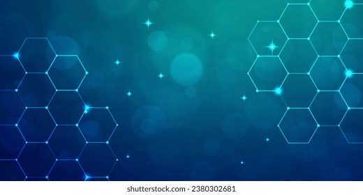 Digital technology banner green blue background concept with technology light effect, abstract tech, innovation future data, internet network, Ai big data, lines dots connection, illustration vector