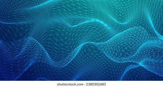 Digital technology banner green blue background concept with technology light effect, abstract tech, innovation future data, internet network, Ai big data, lines dots connection, illustration vector