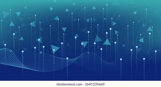 Digital technology banner green blue background concept with technology light effect, abstract tech, innovation future data, internet network, Ai big data, lines dots connection, illustration vector