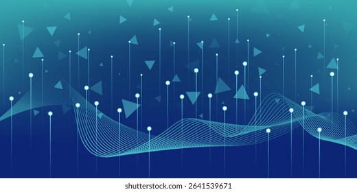 Digital technology banner green blue background concept with technology light effect, abstract tech, innovation future data, internet network, Ai big data, lines dots connection, illustration vector