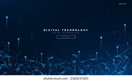 Digital technology banner. Metaverse and cyberspace, virtual reality. Electronic information and data. Graphic element for website in futuristic style. Cartoon flat vector illustration