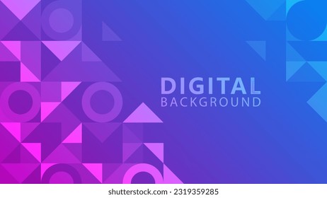 Digital technology banner. Minimal geometric pattern. Vector background