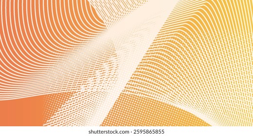 Digital technology banner orange white background concept with technology light effect, abstract tech, innovation future data, internet network, Ai big data, lines dots connection, illustration vector