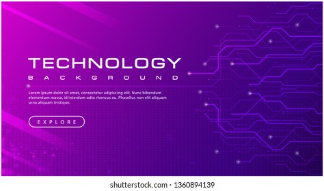 Digital technology banner pink blue background concept with technology line light effects, abstract tech, illustration vector for graphic design