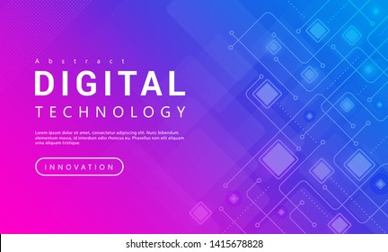 Digitaler Technologie-Banner mit rosafarbenem Hintergrund Konzept mit Lichteffekten der Technologielinie, abstrakter Technologie, Vektorgrafik für Grafikdesign