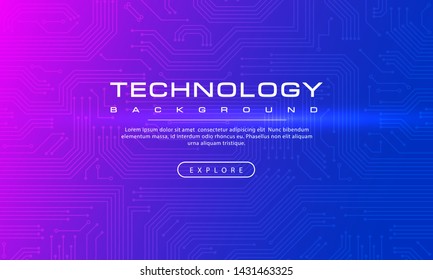 Digital technology banner pink blue background concept with technology line light effects, abstract tech, illustration vector for graphic design