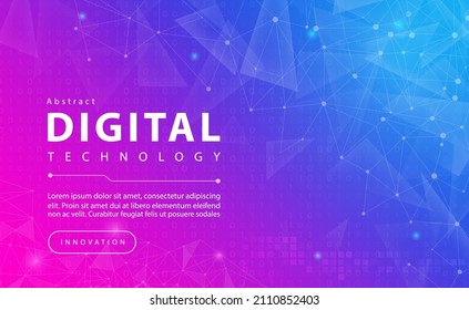 Digital technology banner pink blue background concept with technology line light effects, abstract tech, illustration vector for graphic design