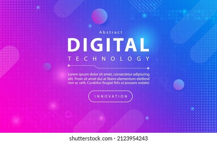 Digital technology banner pink blue background concept with technology line light effects, abstract tech, illustration vector for graphic design