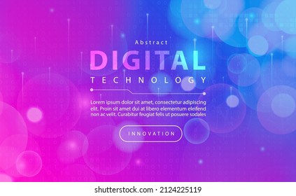 Digital technology banner pink blue background concept with technology line light effects, abstract tech, illustration vector for graphic design