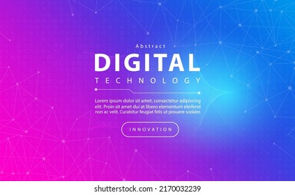 Banner de tecnología digital concepto de fondo azul rosa con efectos de luz de línea de tecnología, tecnología abstracta, vector de ilustración para diseño gráfico