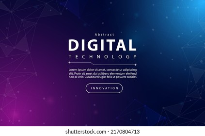 Digital technology banner pink blue background concept with technology line light effect, abstract tech, innovation future data, purple sky color, big data, lines dots connection, illustration vector