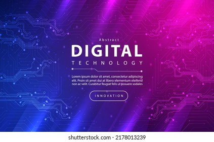 Banner de tecnología digital concepto de fondo azul rosa con efecto de luz de la tecnología, tecnología abstracta, innovación datos futuros, red de internet, Ai big data, conexión de puntos de línea, vector de ilustración