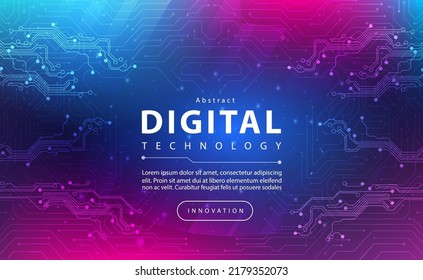 Banner de tecnología digital concepto de fondo azul rosa con efecto de luz de la tecnología, tecnología abstracta, innovación datos futuros, red de internet, Ai big data, conexión de puntos de línea, vector de ilustración