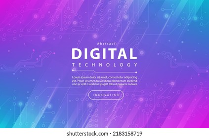 Digital technology banner pink blue background concept, technology light purple effect, abstract tech, innovation future data, internet network, Ai big data, lines dots connection, illustration vector