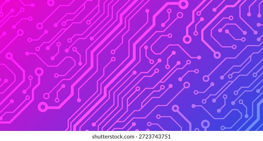 Concepto de fondo azul rosado de Anuncio de tecnología digital con efectos de luz de línea de tecnología, tecnología abstracta, Vector de ilustración para Diseño gráfico, con un estilo de concepto moderno