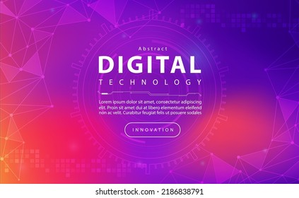 Banner de tecnología digital concepto de fondo morado rosado, efecto azul claro de la tecnología, tecnología abstracta, innovación datos futuros, red de internet, Ai big data, conexión de puntos de línea, vector de ilustración