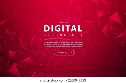 Banner de tecnología digital concepto de fondo rojo con efecto de luz de la tecnología, cibertecnología abstracta, innovación datos futuros, red de internet, Ai big data, conexión de puntos de línea, vector de ilustración