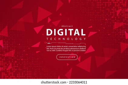 Banner de tecnología digital concepto de fondo rojo, efecto de luz de tecnología de circuito, cibertecnología abstracta, datos futuros de innovación, red de internet, Ai big data, conexión de puntos de línea, vector de ilustración