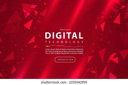 Banner de tecnología digital concepto de fondo rojo, efecto de luz de tecnología de circuito, cibertecnología abstracta, datos futuros de innovación, red de internet, Ai big data, conexión de puntos de línea, vector de ilustración