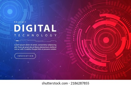 Banner de tecnología digital concepto de fondo azul rojo, efecto violeta claro de la tecnología, tecnología abstracta, innovación datos futuros, red de internet, Ai big data, conexión de puntos de línea, vector de ilustración