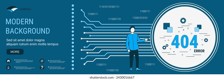 Digital technology banner vector design template. 404 error concept