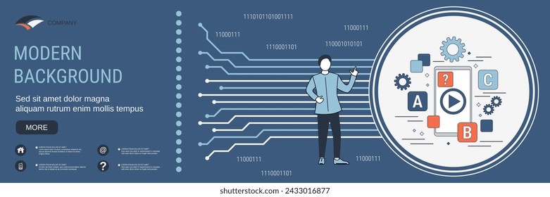 Digital technology banner vector design template. Online education concept