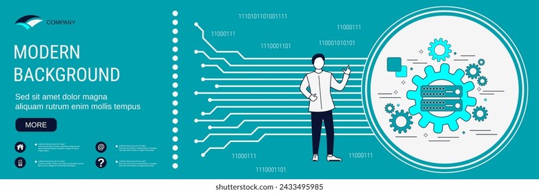 Digital technology banner vector design template. Database management system, remote server control concept