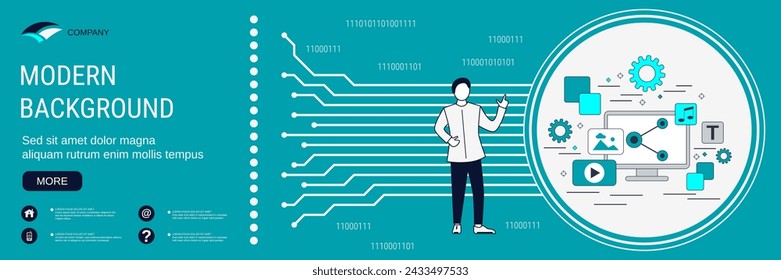Digital technology banner vector design template. Web content sharing concept