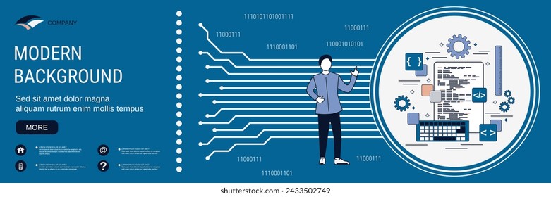 Banner-Vektor-Design-Vorlage für digitale Technologie. Programmierung, Anwendungsentwicklungskonzept