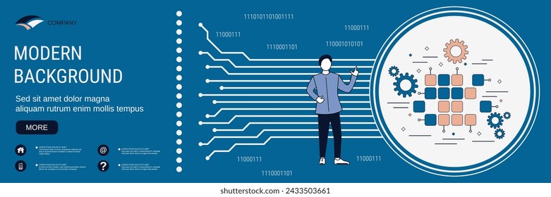 Digital technology banner vector design template. Big data engineering concept
