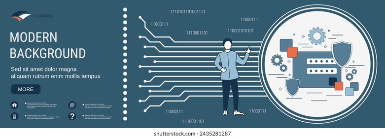 Digital technology banner vector design template. Account protection, information security, access control concept