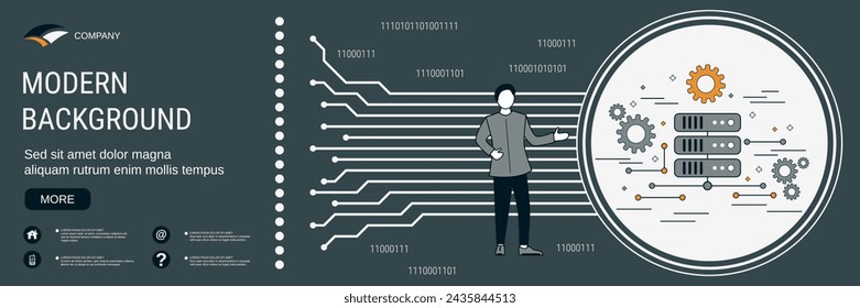 Digital technology banner vector design template. Web server, data hosting concept