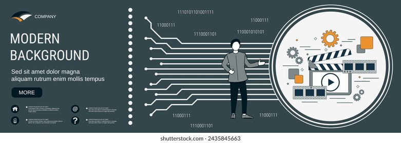 Digital technology banner vector design template. Video production concept