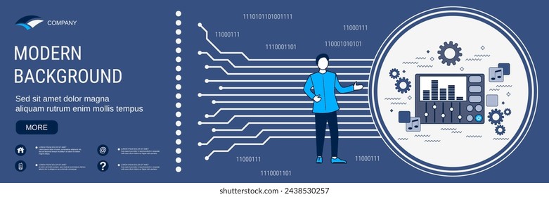 Digital technology banner vector design template. Graphic equalizer concept