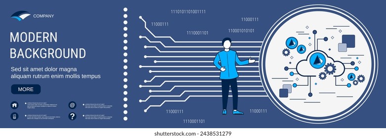 Digital technology banner vector design template. Cryptocurrency cloud mining, cloud computing, data processing concept