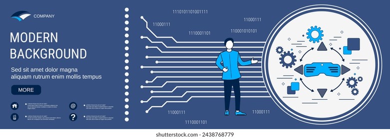 Digital technology banner vector design template. Virtual reality concept