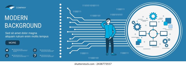 Plantilla de diseño de vector de banner de tecnología digital. Concepto de grupo de red local