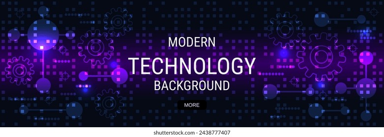 Digital technology banner vector design template. Future technology, cyberspace, virtual reality concept illustration