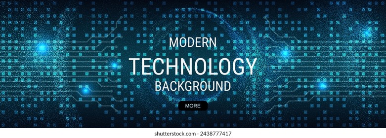 Digital technology banner vector design template. Future technology, cyberspace, virtual reality concept illustration