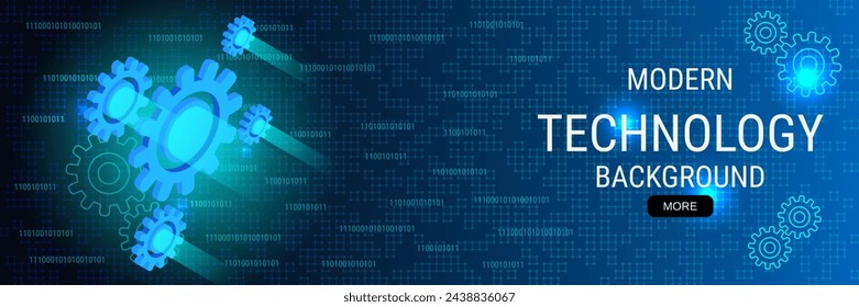 Digital technology banner vector design template. Future technology, cyberspace, virtual reality isometric 3d concept illustration