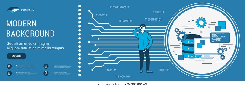 Digital technology banner vector design template. System administration, database control concept